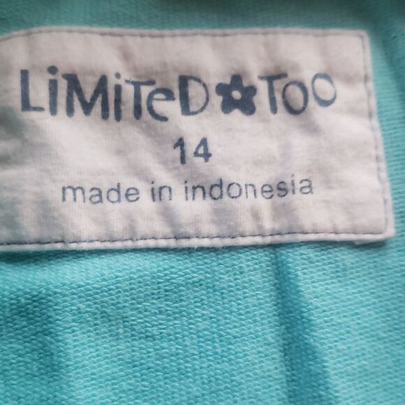 Limited Too Y2K Zip-Up  Turquoise Floral Sweatshirt Jacket Girls SZ 14 2000skid - Picture 6 of 7